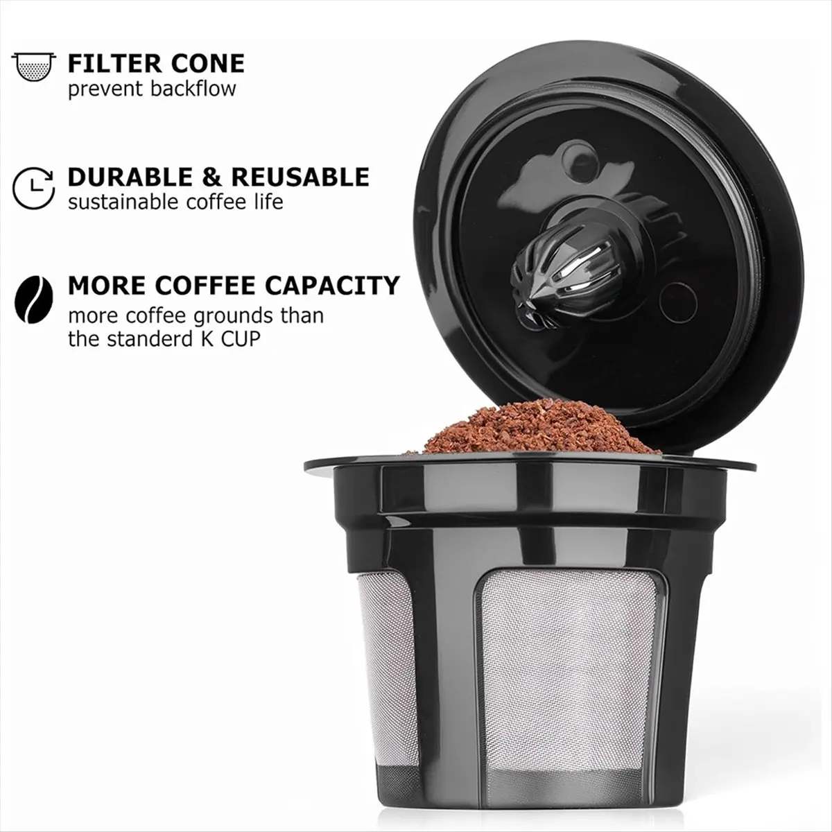 FTGT-Reusable K Cups for K Mini, K Elite, K Classic, K Compact, K Latte, K Select and All 2.0 & 1.0 Coffee Makers 4PCS