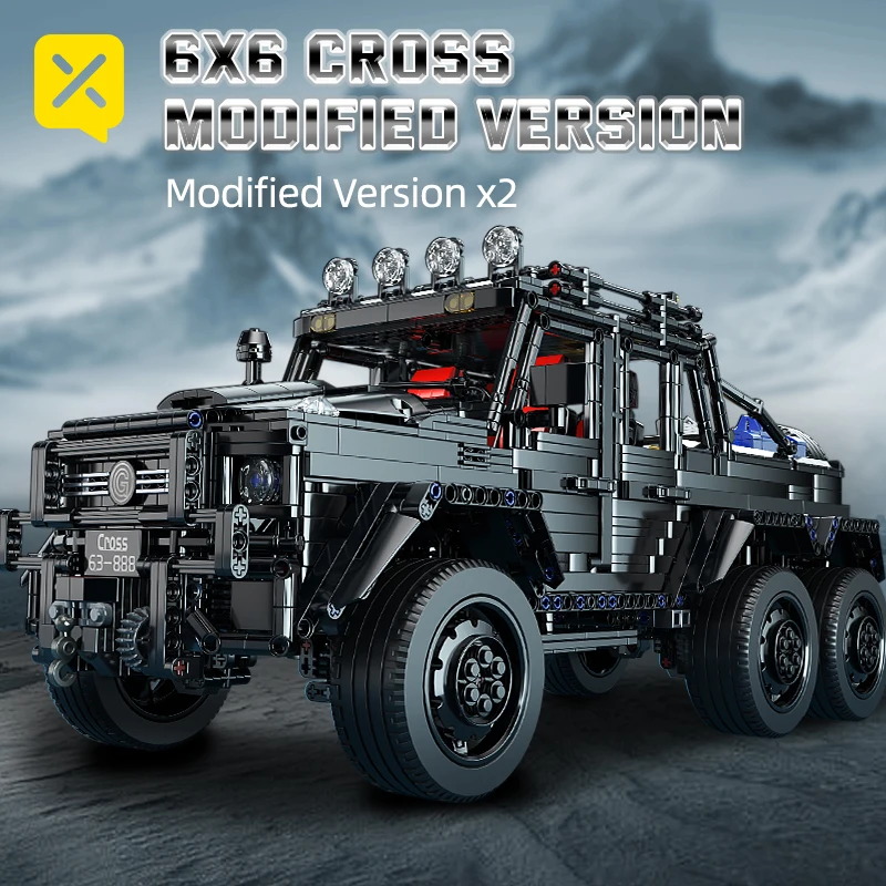 KAVOWORLD 6x6 Black Off-Road Truck Building Blocks Set 1:8 Pickup Truck Car Construction Kit DIY Bricks Toy Gift for Adults Teen
