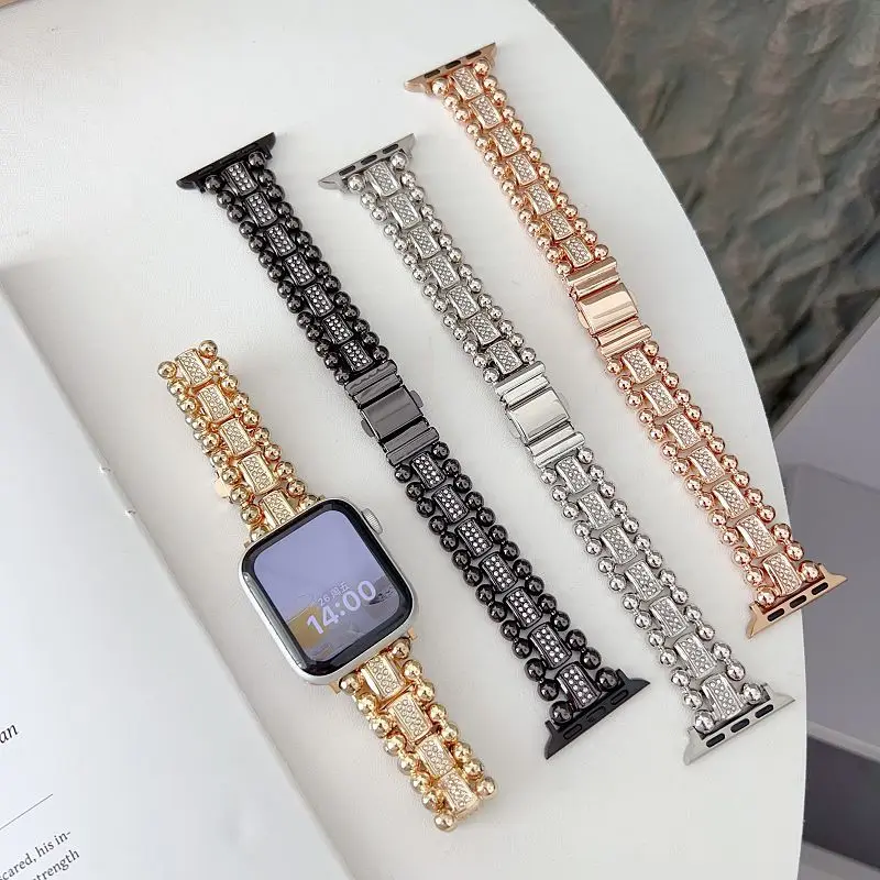 

Diamond Metal Band for Apple Wath 38 40 41 44 42 46 49mm Women Wristband Bling Stainless Steel Watch Strap for iWatch S11 10 9 8