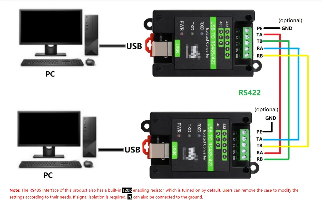 USB zu RS485/422 Industrie-Isolation konverter ft232rnl und sp485een Chip-Schema, eine Vielzahl von Schutzsc haltungen – Detail 13
