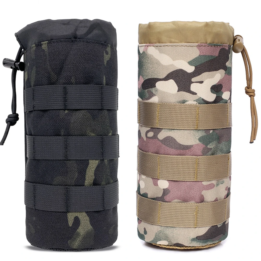 Tactical MOLLE Water Bottle Pouch with Drawstring Open Top &