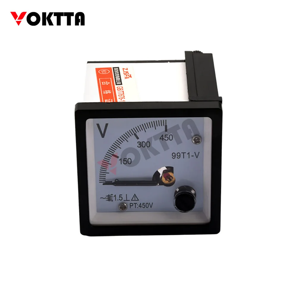 VOKTTA 99T1-V Analog AC/DC Voltmeter DC 0-450V AC 0-450V  Rectangular Analog Panel Volt Voltage Meter Analog Panel Meter