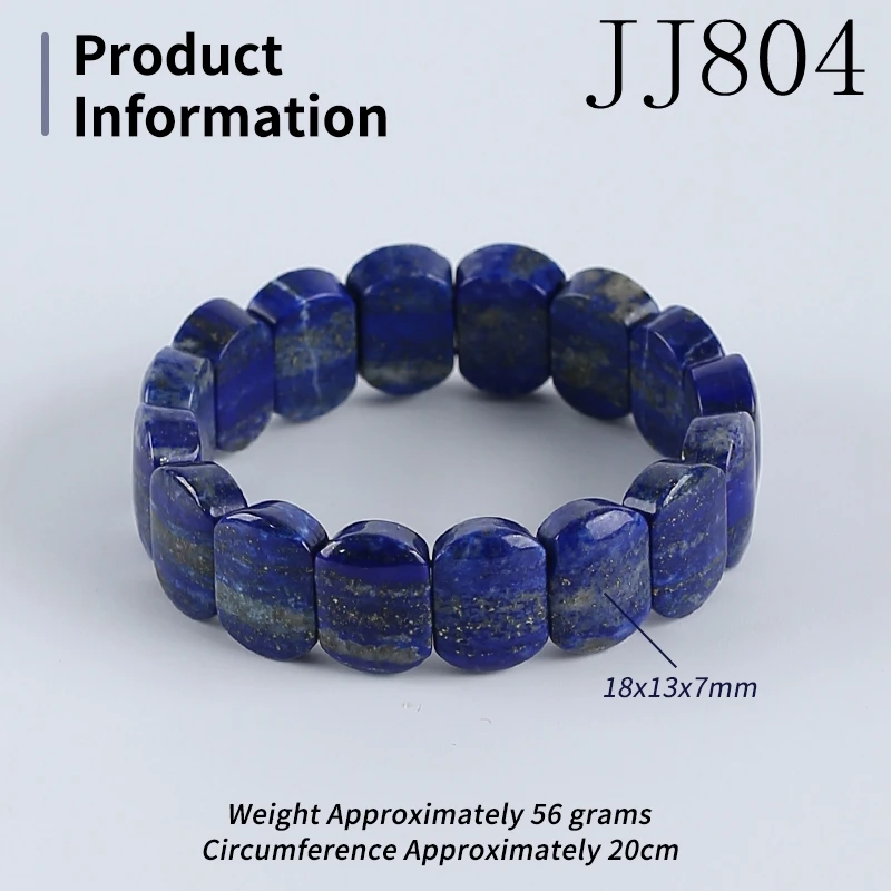 Blue Bracelet Fashion Jewelry Natural Stone Lapis Lazuli Beaded Bracelets For Men Women Elastic Rope Jewelry 18cm 29g