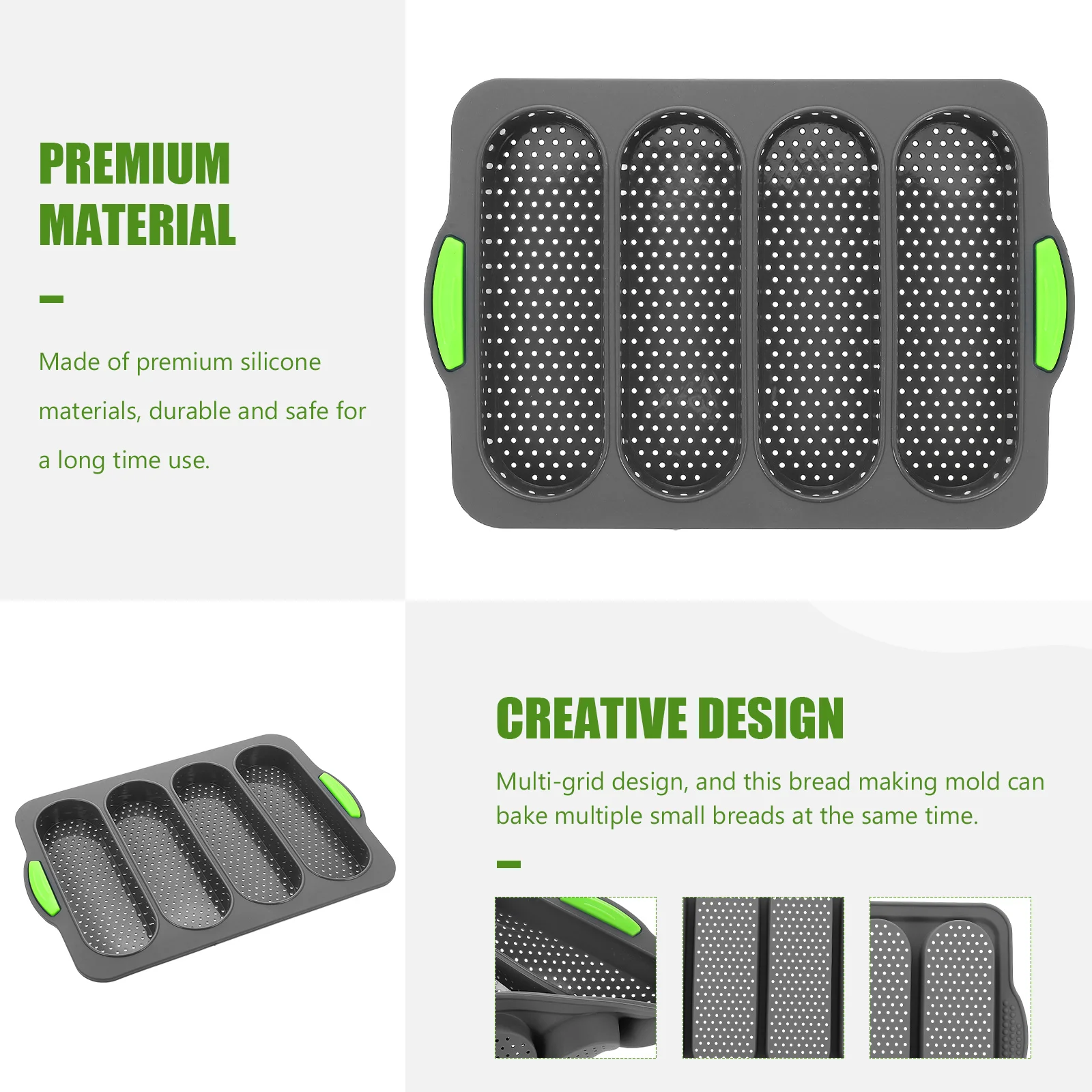 

Reusable Silicone Baking Mold Multi-Grid Non-Stick French Bread Pan Heat-Resistant Diy Easy Demould Washable Home Kitchen