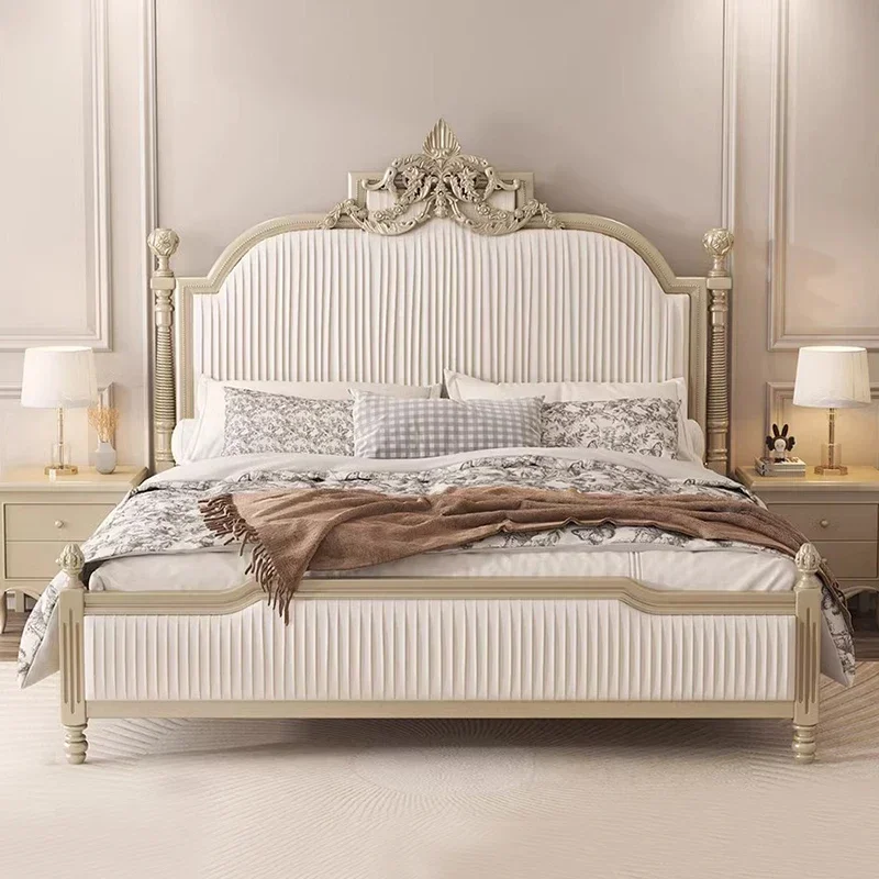 

Z American Romantic Bed Light Luxury Girl Designer Frame Bedroom Double Comfortable Bed Fashion Aesthetics Wedding Cama Furnitur