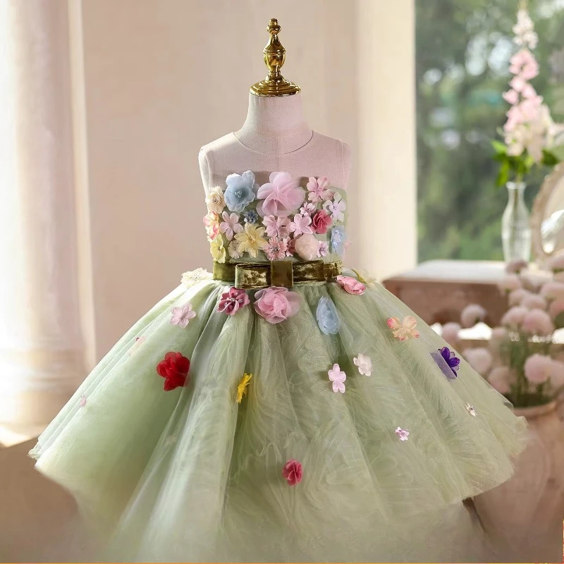 

Детское платье принцессы, костюм для девочек на день рождения, платье для выступления на фортепиано, наряд для ведущей, праздничный наряд для конкурса красоты, детский праздничный костюм для вечеринки