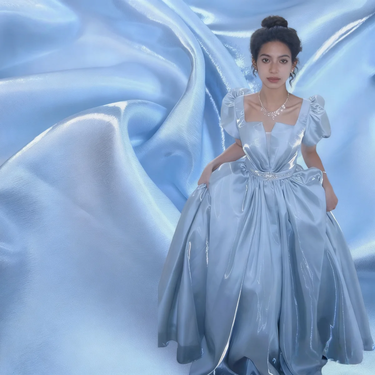 

Liquid water gloss satin super bright crystal satin crisp fabric sewing suitable forskirts pants dresses and wedding decorations