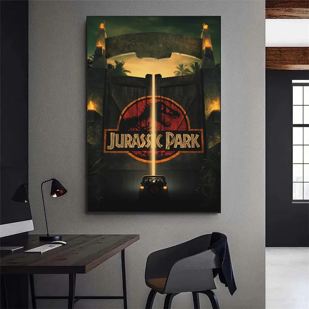 Jurassic Park Movie Poster Gallery Prints Self Adhesive Home Decor Decoration Wall Decals Living Room Sticker