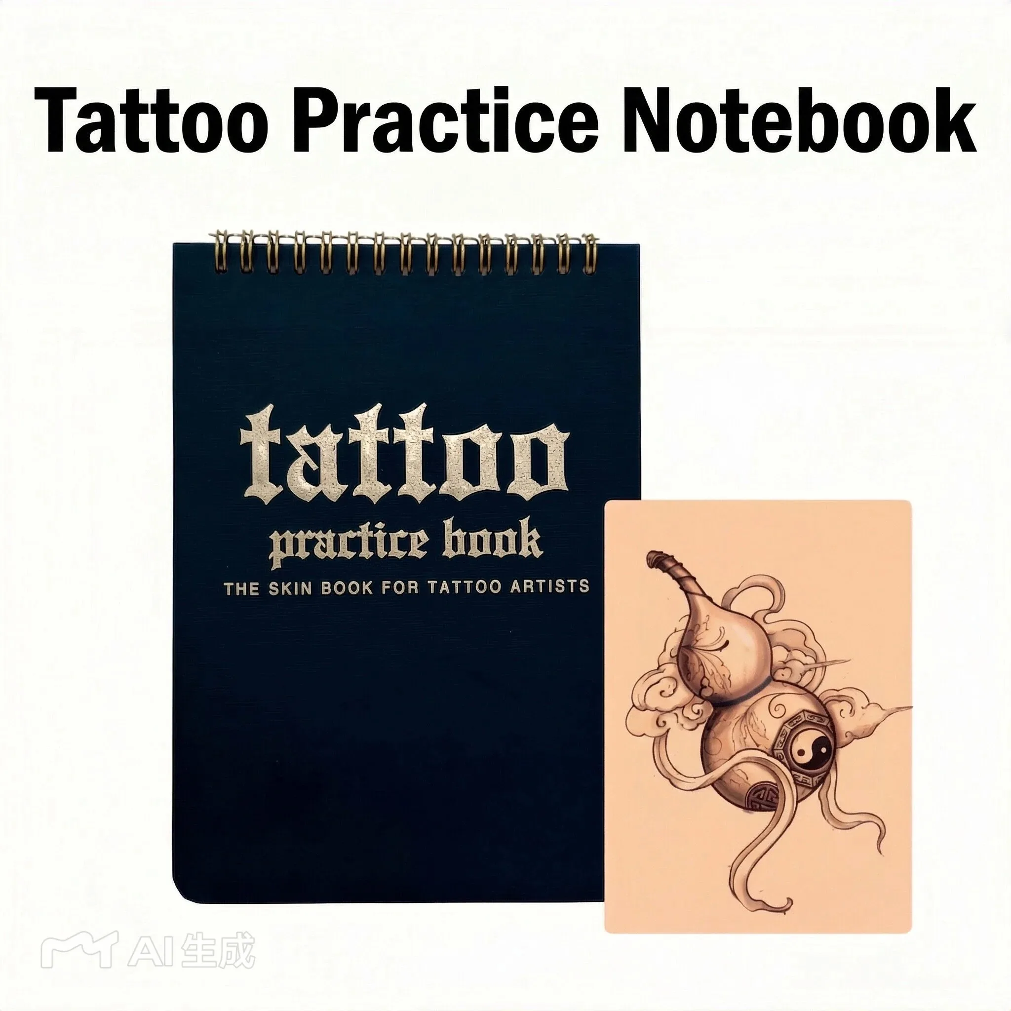 Tattoo Practice Notebook Blank Tattoo Practice Skin Book Set of 10 Double-sided Skin Paper, Portable Practice Book with Dividers