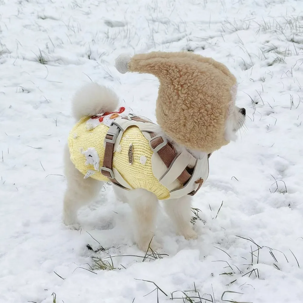 

Funny Warm Pet Head Cover Comfortable Noise Protection Winter Pet Hat with Ball Soft Pet Transformation Hat Photography