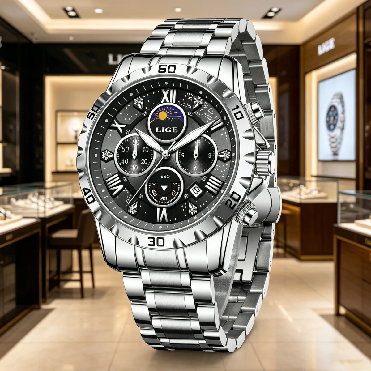 

LIGE Luxury Watch for Man Quartz Sports Men Watch Waterproof Luminous Stainless Steel Chronograph Men's Watches Clock Reloj