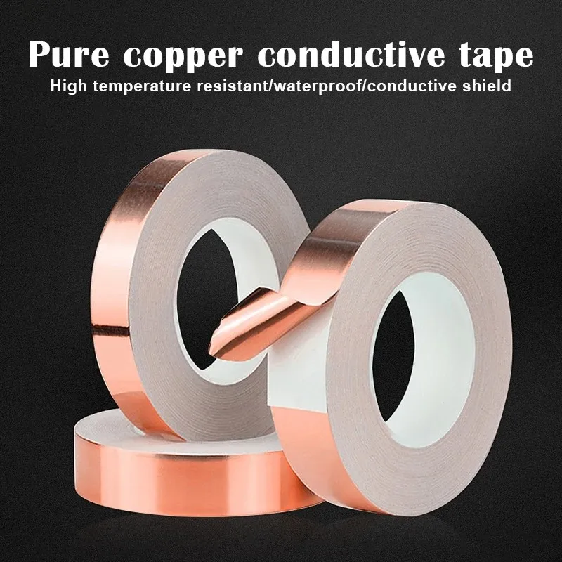 1pc 65FT 3/5/6/8/10mm Double Conductive Copper Foil Tape For EMI Shielding ConductiveTape Multipurpose Conduct Copper Foil Tapes