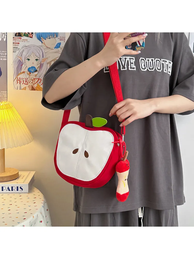 Femmes fruits mignons drôle dessin animé sacs à bandoulière fille pomme et poire téléphone portable sac porte-monnaie