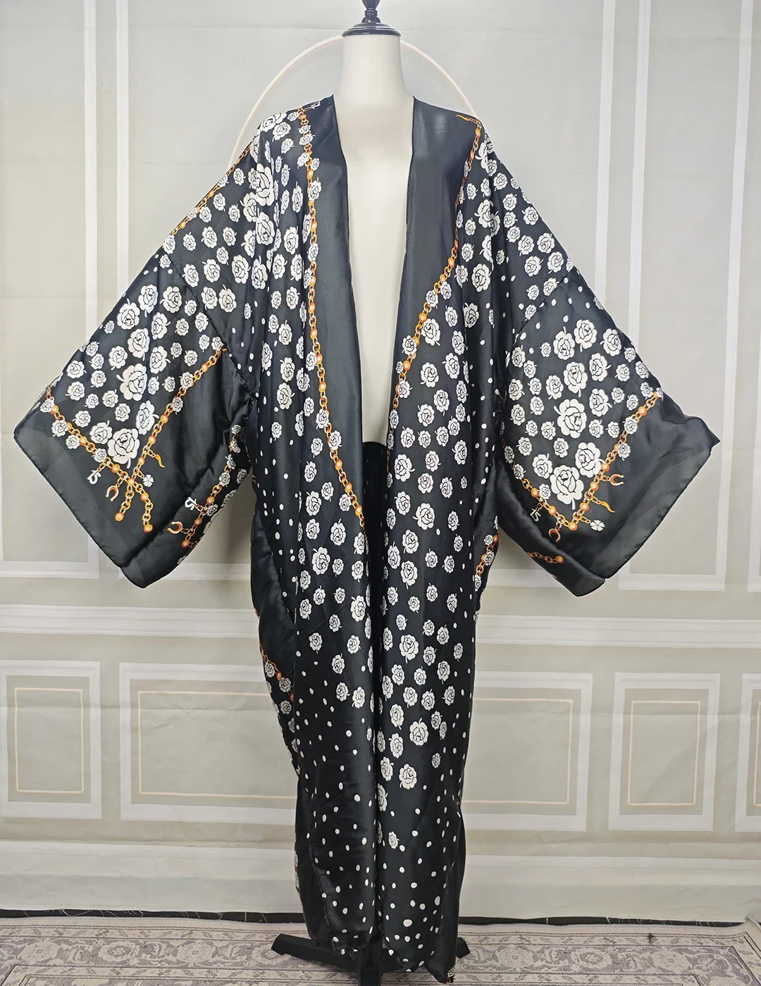 

Мусульманские женские черные кимоно с открытой передней частью для Рамадана, большие размеры, африканские женские молитвенные длинные кардиганы, пляжное бикини, накидка для праздника