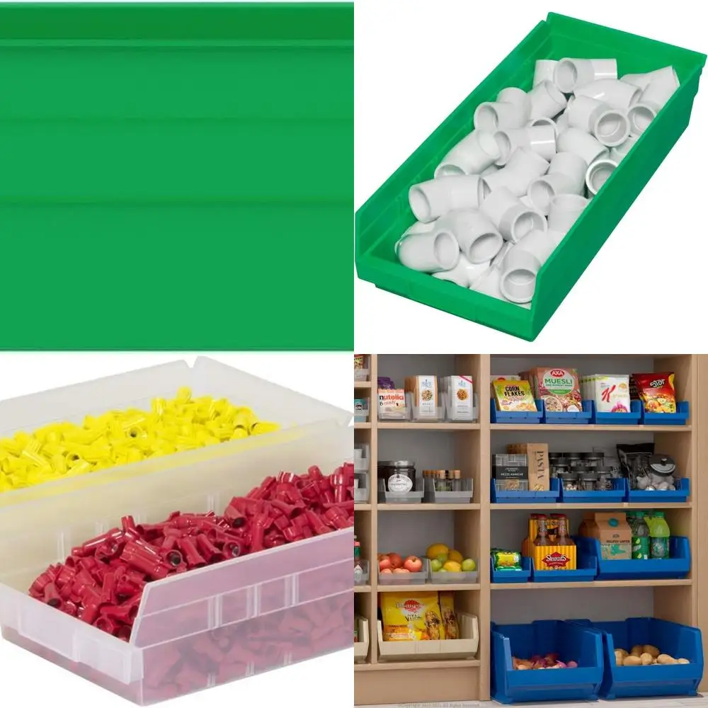 

Зеленые сверхпрочные пластиковые контейнеры для хранения размером 18x8x4 дюйма, упаковка из 12 штук для организации гаража и шкафа