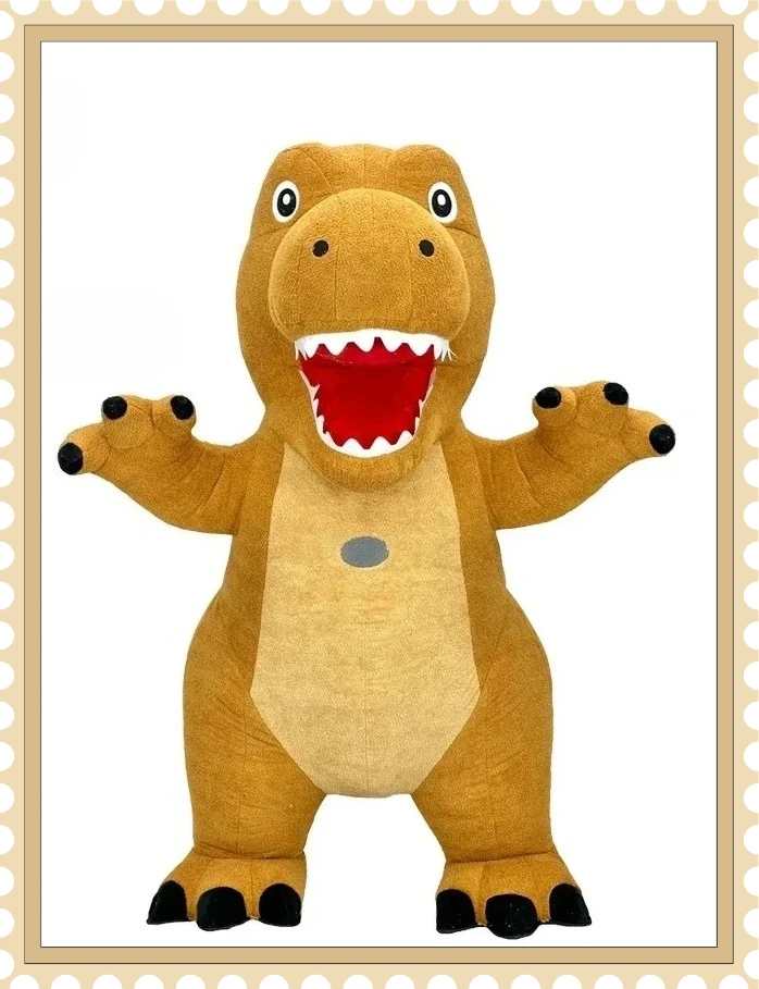 Aufblasbares gelbes Dinosaurier-Maskottchen-Kostüm, lustige Aufblas-Outfits, Halloween, Weihnachten, Karneval, Partykleid, keine Batterie