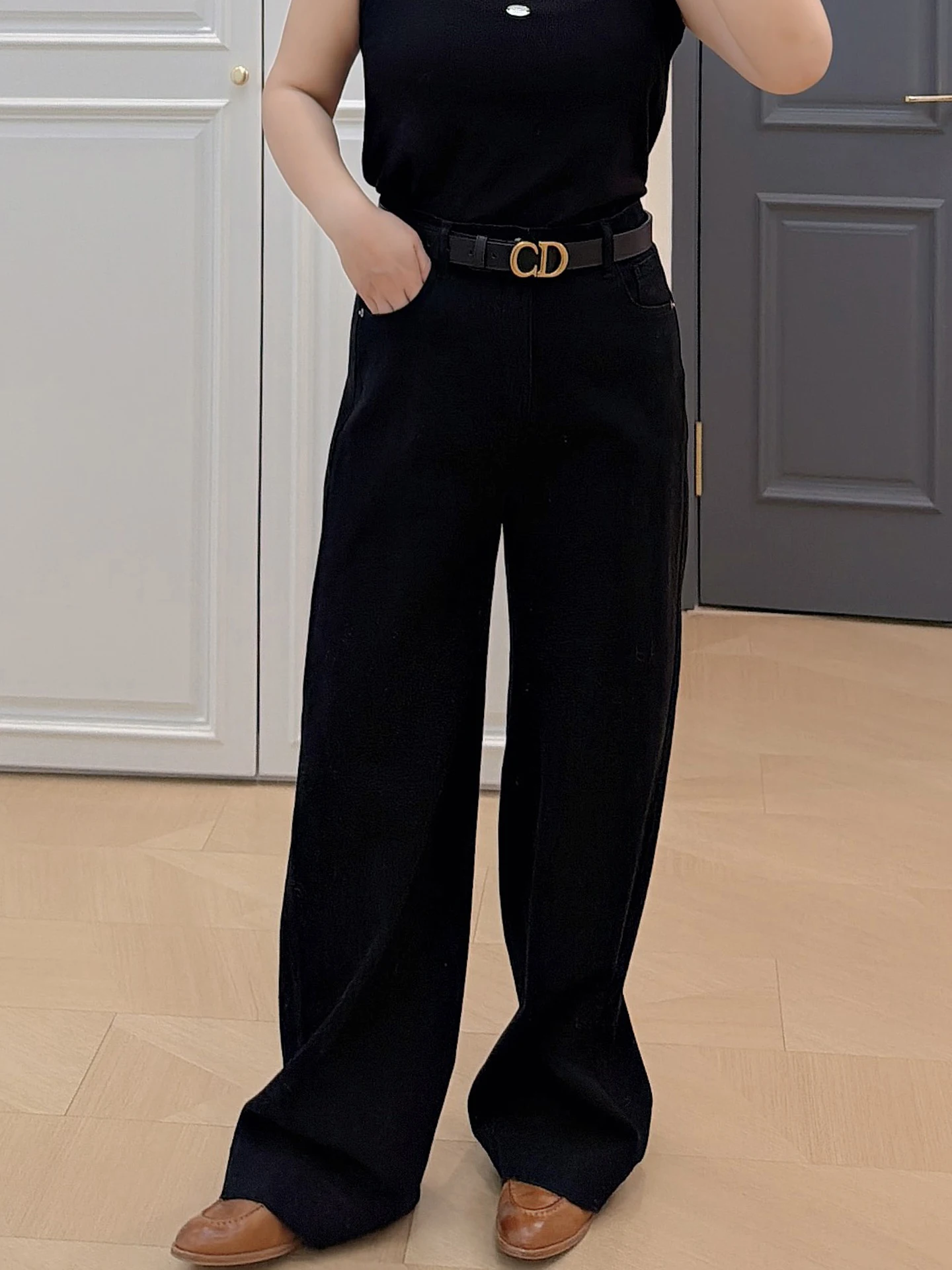 

plus Size Women's Casual High Waist Straight Leg Jeans Hidden Meat Slimming Wide Leg Pants Office Workwear Comfortable Fit