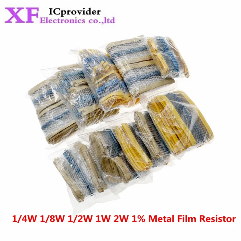 

1/4W 1/8W 1/2W 1W 2W 1% Metal Film Resistor Kit 130 Values 0.25W 0.5W Resistance Assortment Assorted Set