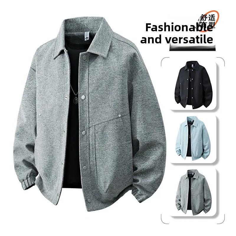 2025 Autumn New Style Men's Single-Piece Coat Loose Trendy Men's Clothing Shirt Casual Versatile Work Collar Jacket