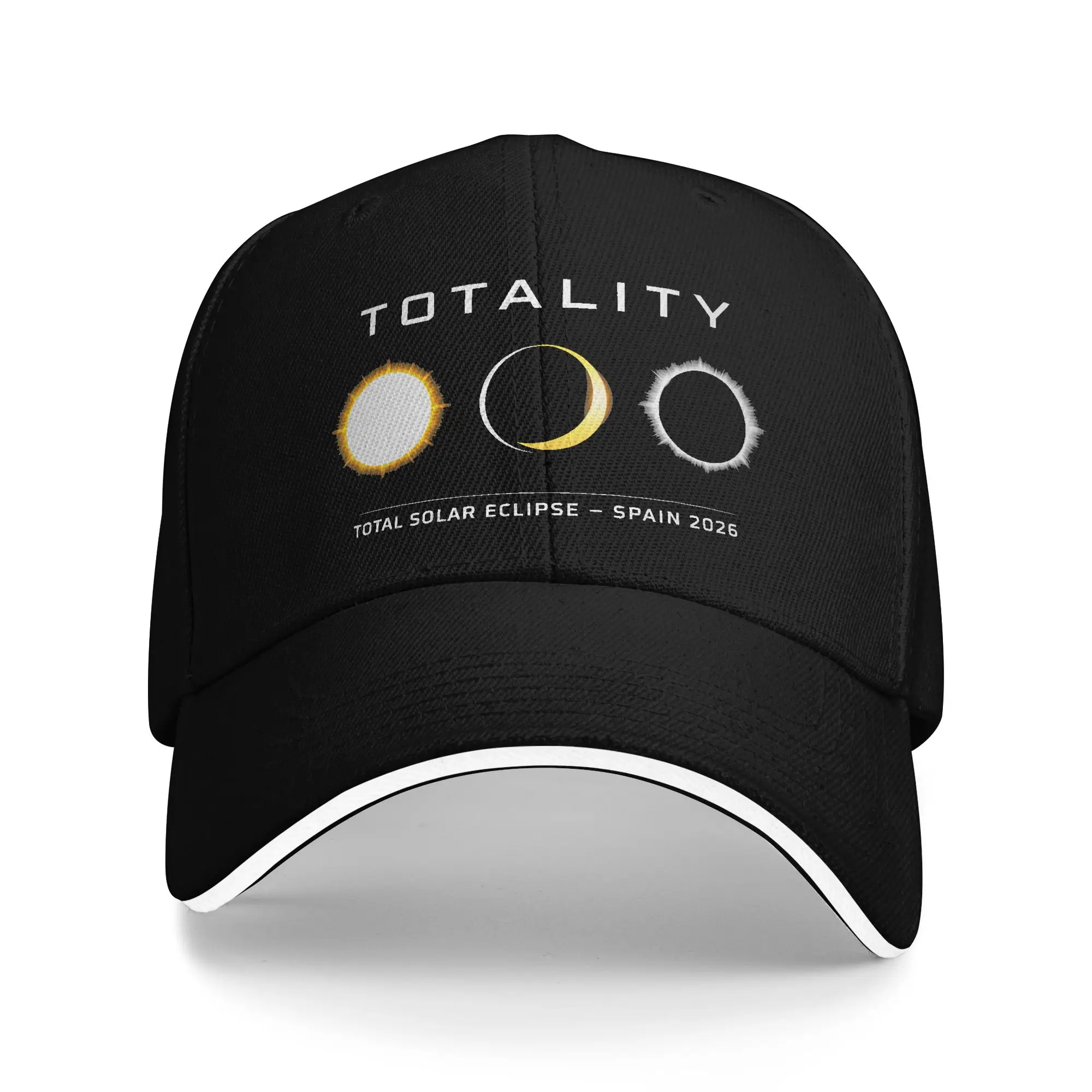 Spain Total Solar Eclipse 2026 Totality Sandwich Baseball Cap Fashion Astronomy for Men Women Polyester Sun Cap Sports Adult Hat