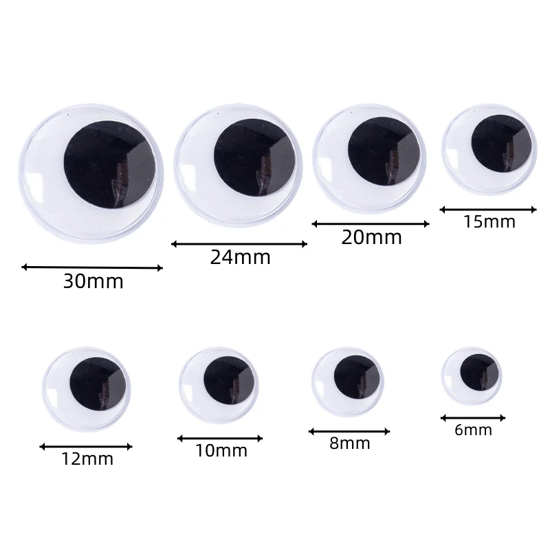 50-500Pcs Self-adhesive Googly Wiggle Eyes 6-30mm Movable Cartoon Animal Eyeball for DIY Crafts Handmade Toys Scrapbook Accesso