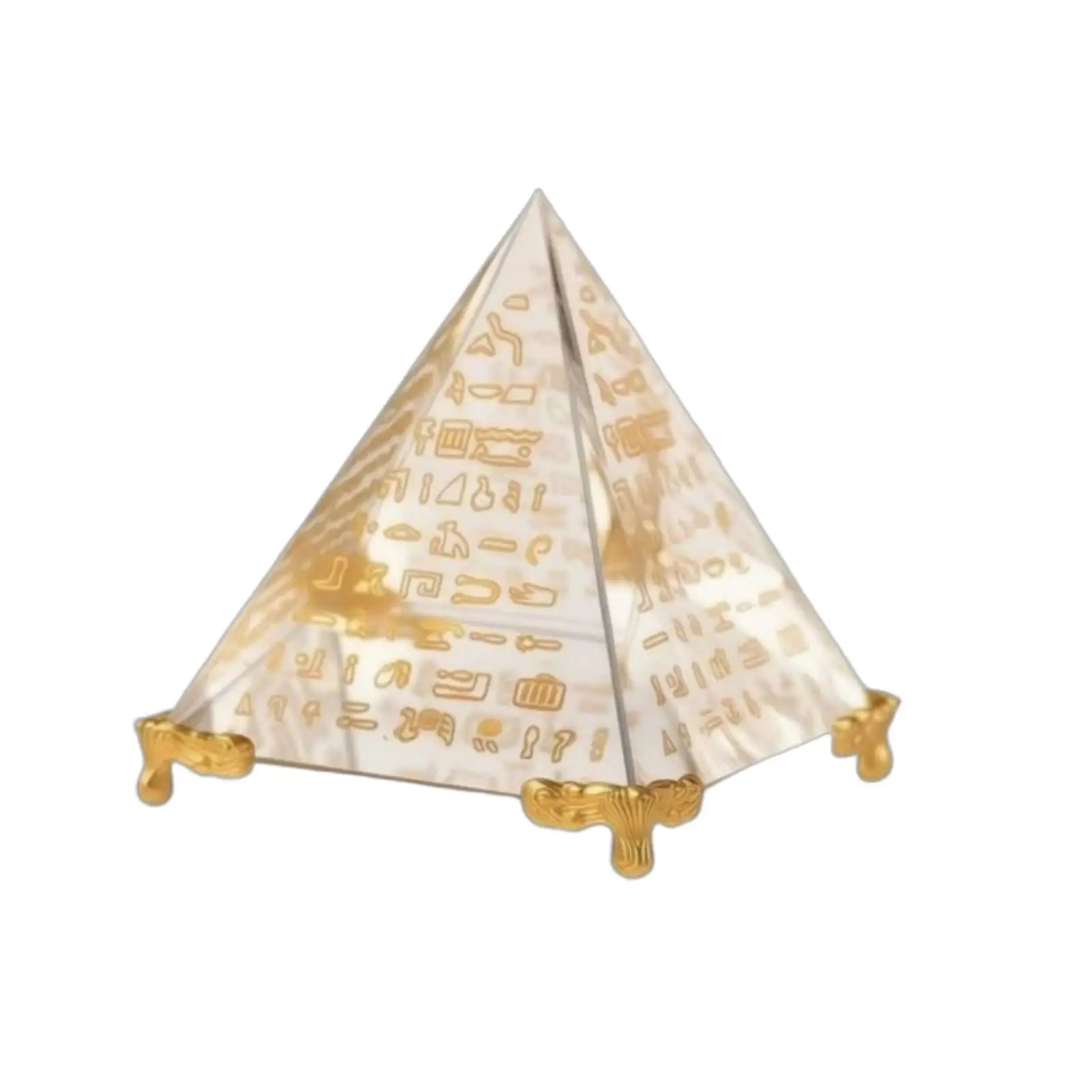faceted-pyramid-ornament-printed-symbols-tetrahedral-ornament-gold-toned-desktop-pyramid-model