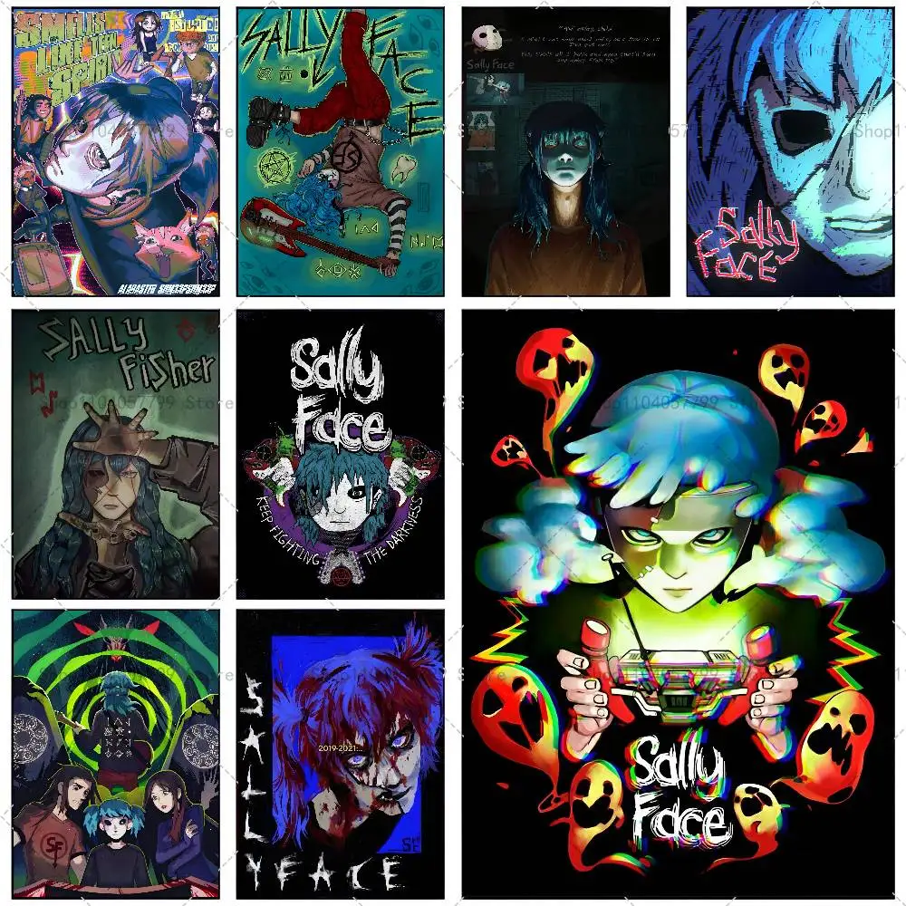 Sally Face Game Poster, selbstklebende Wandkunst, wasserfester Aufkleber für Bar-Raumdekoration, hochwertiger Druck, Geschenk