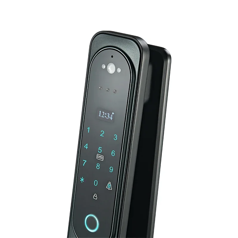 Porta automática Smart Lock, cartão de impressão digital, cartão de identificação, Palm Vein, Reconhecimento Facial, Suporte Remoto, Mobile Phone Unlock Alarm