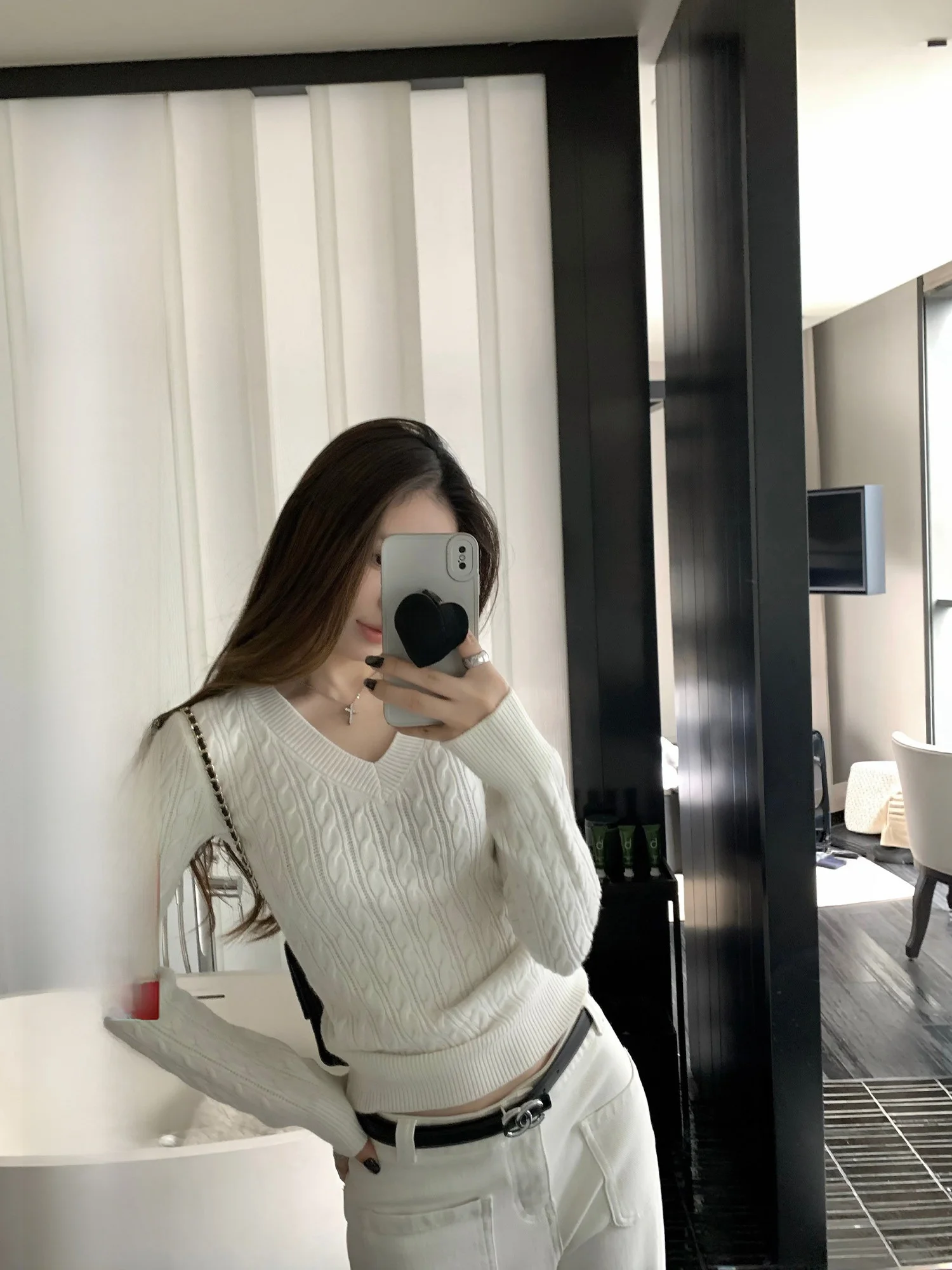 

Женский вязаный свитер Hhi с V-образным вырезом, базовый слой, внутренняя/наружная одежда, с узором «косы», свободный крой, зимний модный топ