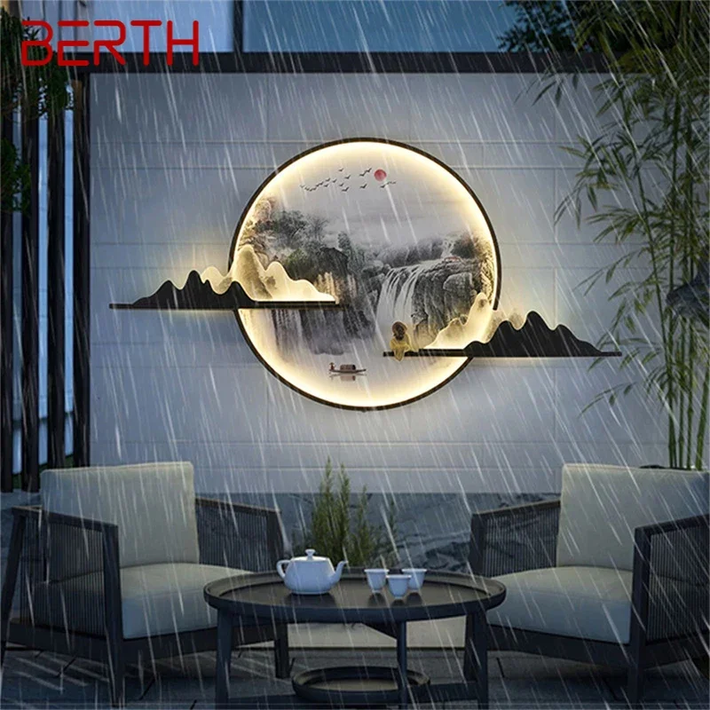 BERTH Outdoor Mural Lamp LED Creative Circular Landscape Waterproof Mural Outdoor Villa Courtyard Garden Decoration Painting