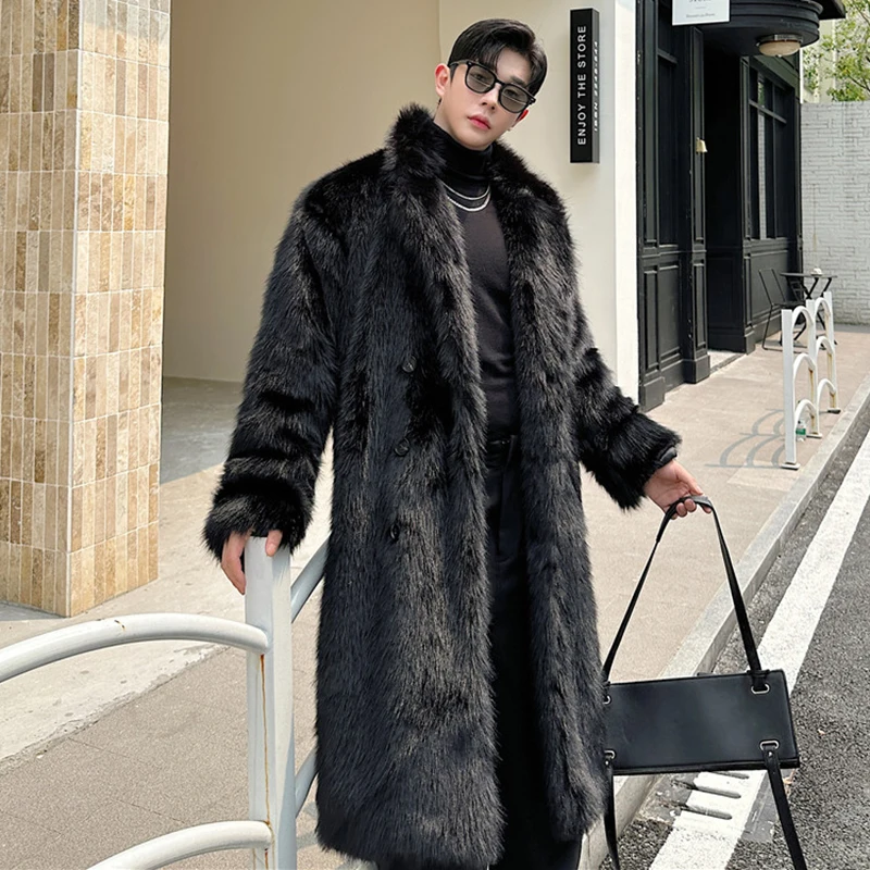 LUZHEN 2024 Winter New Thickening Warm Imitation Fur Coat Trend Modna niszowa długa koreańska męska odzież wierzchnia LZ7985