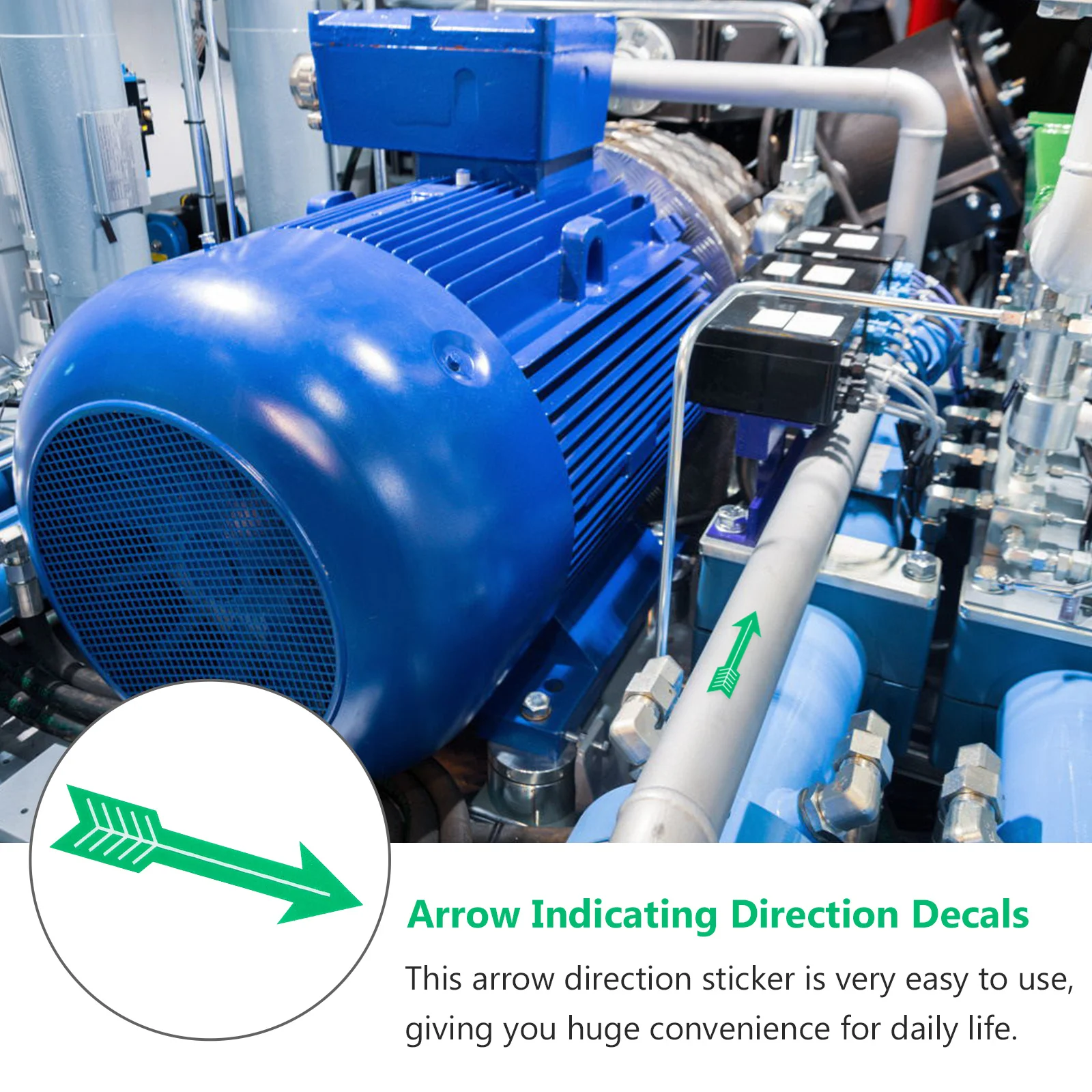 

10Pcs Direction Indicating Stickers Durable Safe Pipeline Flow Decals Easy Use Practical Arrow Warning Sticker