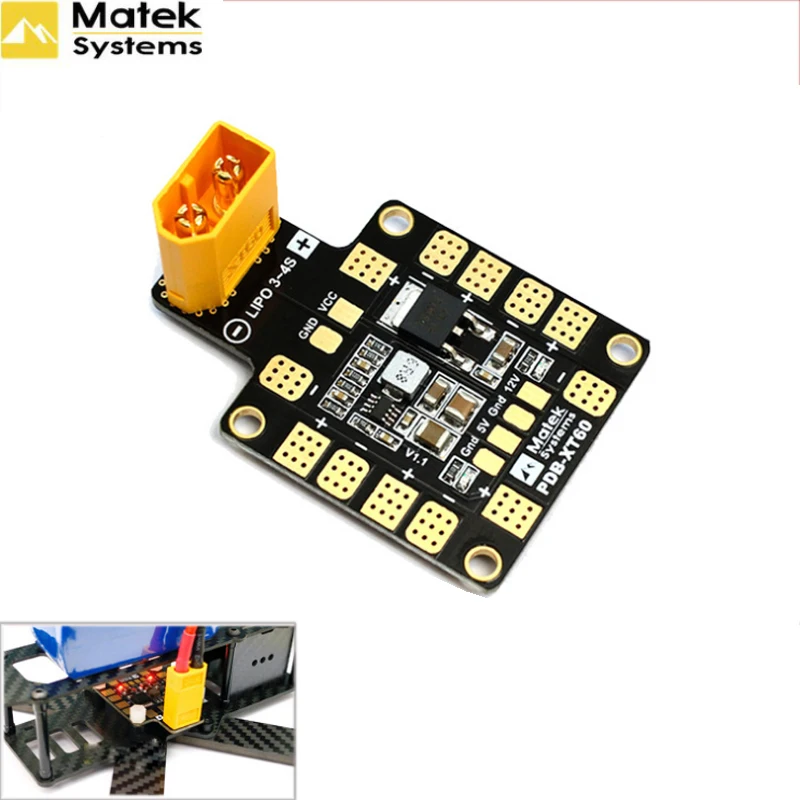 Matek Systems PDB XT60 W/ BEC 5V e 12V 2oz rame per elicottero RC FPV Quadcopter mulicopter Drone scheda di distribuzione dell\'alimentazione