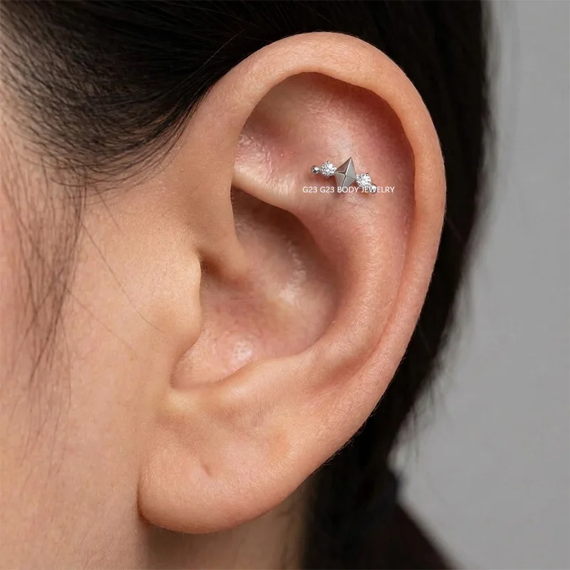 Titanium Ear Studs Piercing Half Sun and Star Lip Stud Earrings