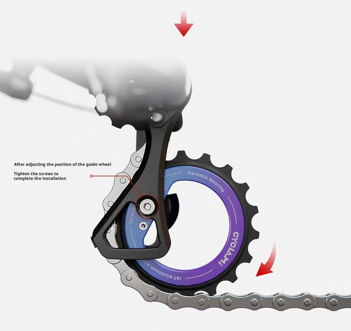 18T Keramiklager Leichtes Hohlrad für Shimano 105 R7000 / Ultegra R8000 Schaltwerk – Detail 7