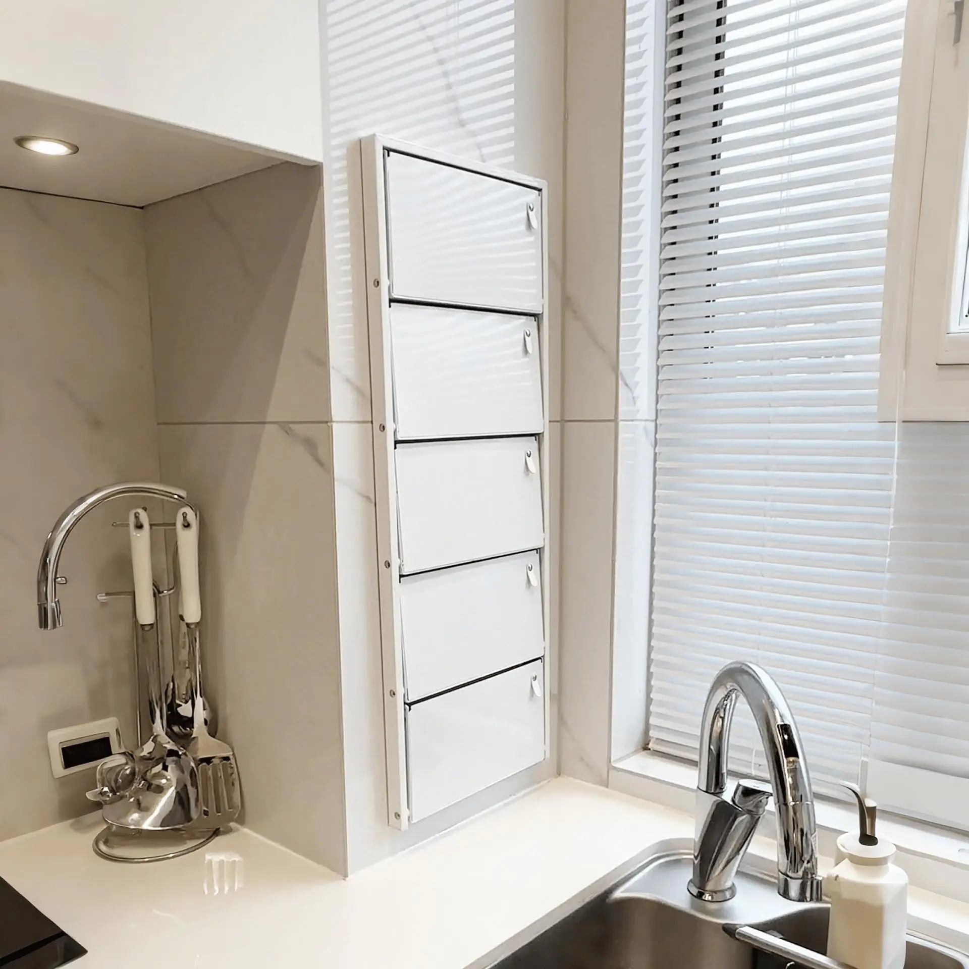 

2025 new kitchen rack fold against the wall wall storage rack multi-layer turn corner seasoning dishes