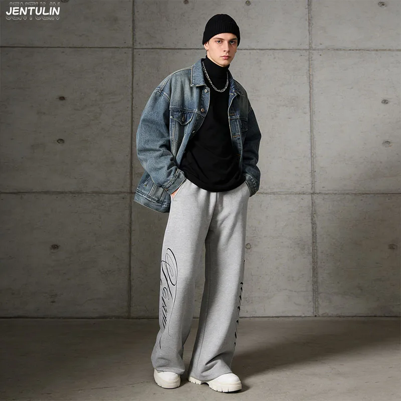 High Street Retro Loose Wide Leg Pants Y2k American Letter Printing Sport Pant Women Fashion Hip Hop Street Clothing Men Clothes