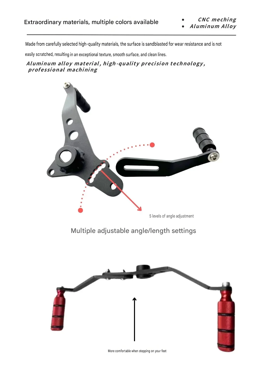 FOR Benda Chinchilla 300/450/500 Labor-Saving Adjustable Aluminum Alloy Forward & Rear Shift Lever Modified Accessory