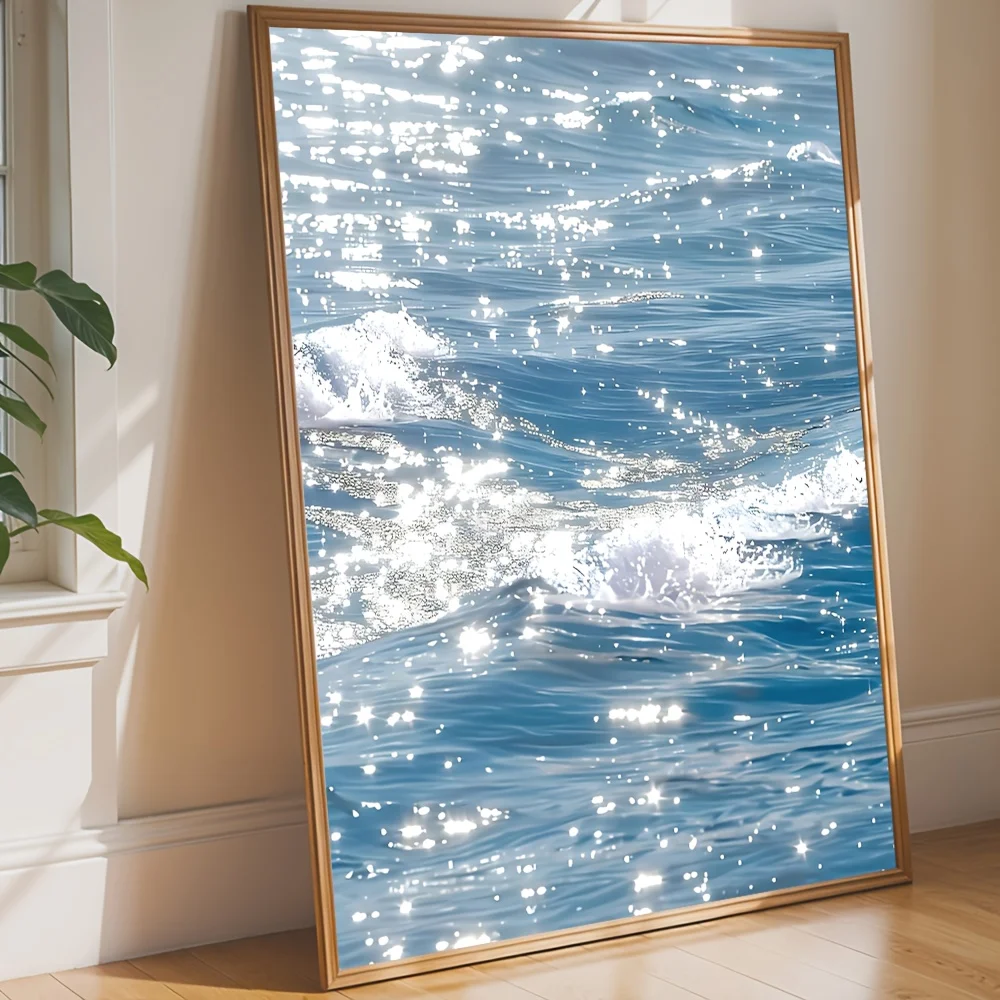 No Framed, Canvas Artwork Featuring Sunlit Water Ripples, Decorative Wall arts, Film Posters, Artistic Photography, Office Decor