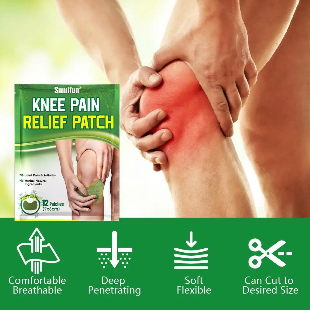 12pcs Sumifun Knee Plaster Wormwood Extract Knee Joint Ache Pain Relieving Rheumatoid Arthritis Sprains Patch