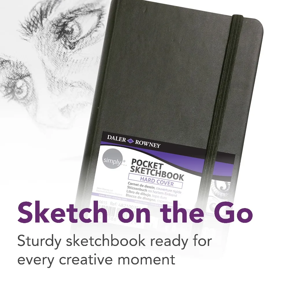 Daler-Rowney Simply... Sketchbook, Soft White Pages, (65lb/100g), Black Hardcover Binding, 144 Pages, 3.5" x 5.5" view 2