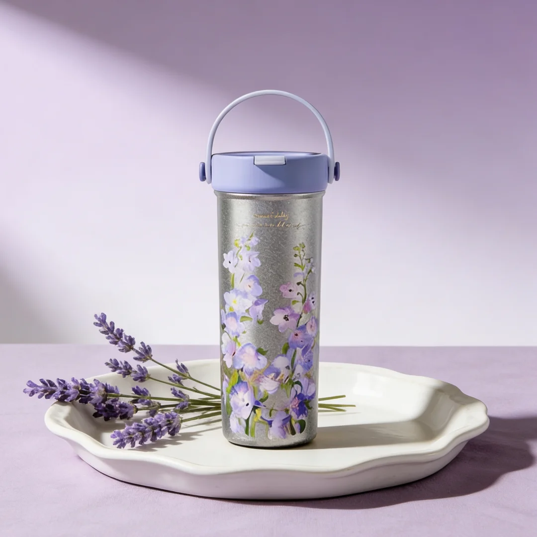 

COOKER KING Insulated Water Bottle 18oz, Flip Straw and Handle, Reusable, Metal, Leak-Proof for Travelling and Sports