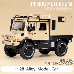 1:28 Mercedes-Benz UNIMOG High Simulation Diecast Metal Alloy Model car Sound Light Pull Back Collection Kids Toy Gifts A313