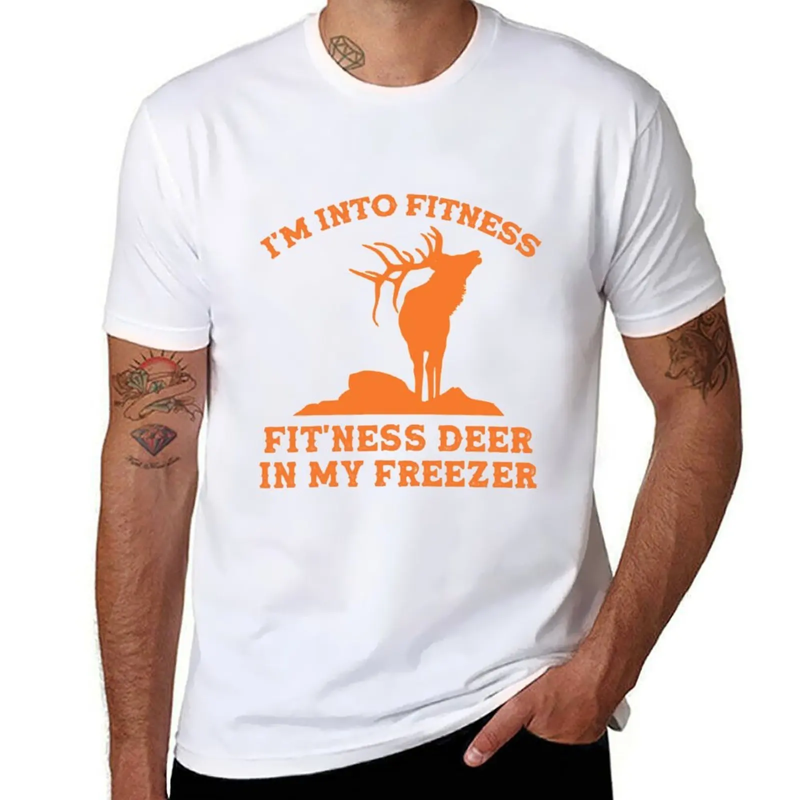 

I'm Into Fitness Fit'ness Deer In My Freezer Funny Hunting T-Shirt men t shirt cotton 100% t shirt personalised T-Shirt
