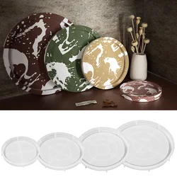 Rolling Tray Mold Resin Large Round Serving Tray Mold with Edges Plate Silicone Epoxy Casting Serving Board DIY Jewelry Holder