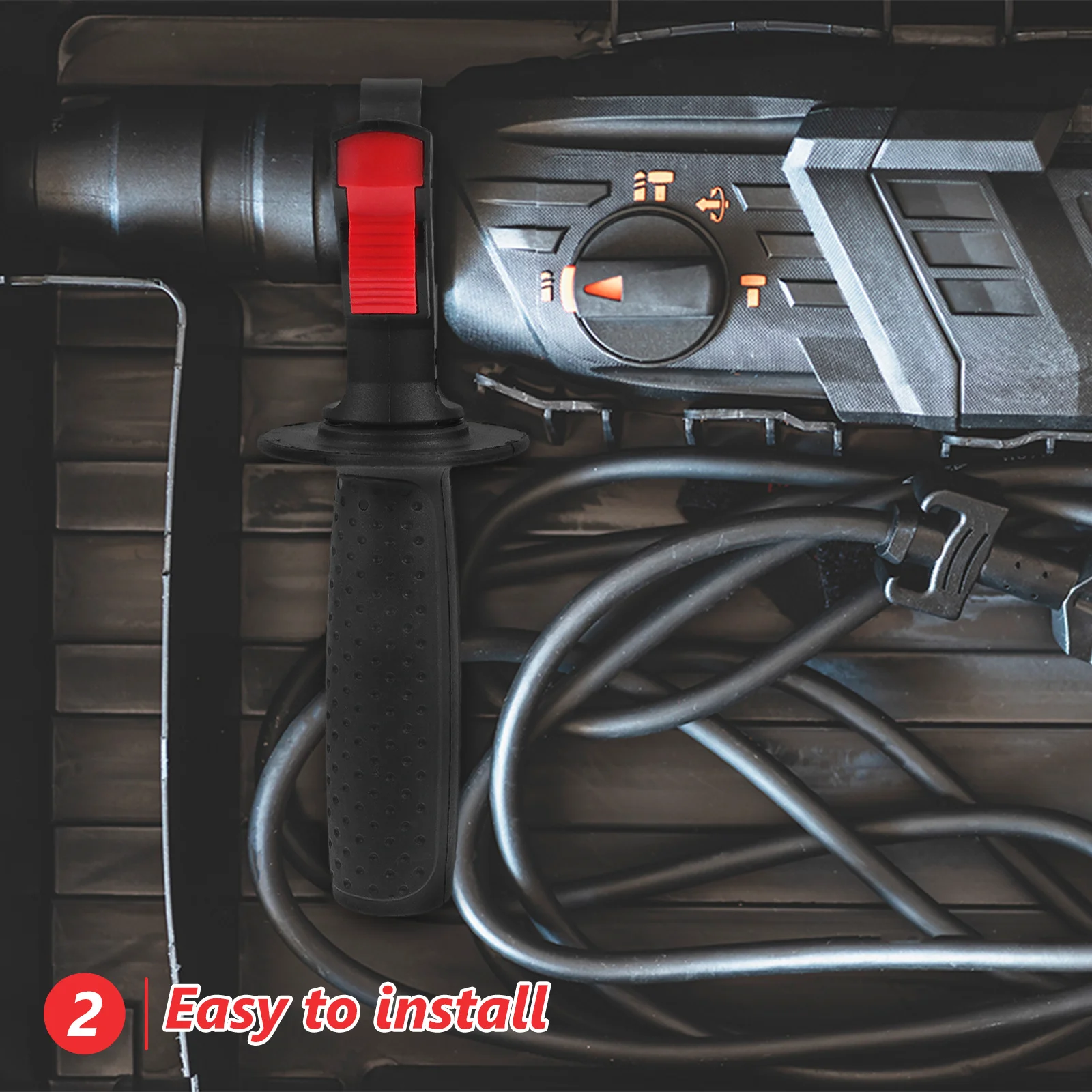 

Sturdy Replacement Handle for Electric Hammer Front Side Non-Slip Grip Ergonomic Design for Impact Drill Auxiliary Function