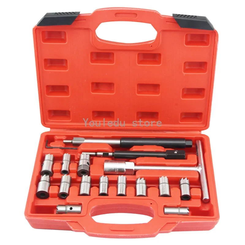 17PC Four sets Diesel Injector Seat Cutter Cleaner Tool Set Carbon Remover