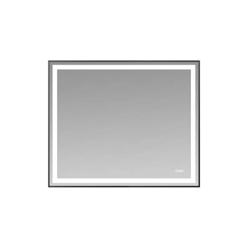 

48x40" Eco-Friendly Black Silver Mirror with Dual LED Light Strips for Front and Back Illumination, Ideal for Home or Spa Use