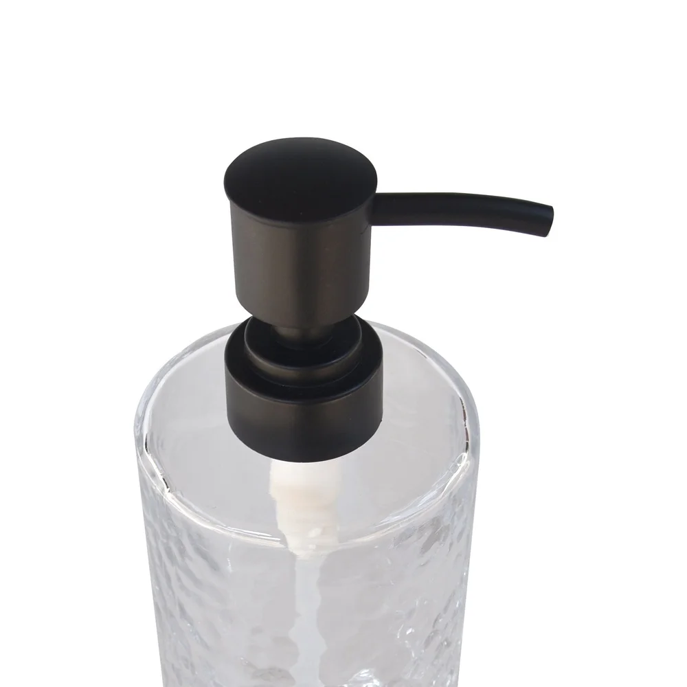 Bottiglia per pompa per sapone in vetro martellato Design elegante per il bagno Dispenser di liquidi Accessorio per la casa in vetro trasparente resistente Conservazione elegante