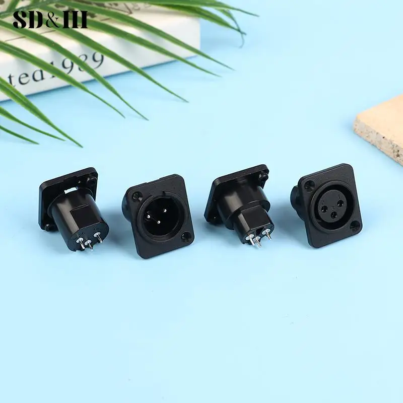 Conector de enchufe de micrófono de Audio, Panel macho y hembra XLR de 3 pines, pata recta, asiento de Karon de plástico, 1 unidad